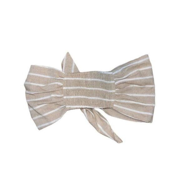 Polly 100% Cotton Tan & White Stripes Bandeau / Crop Top -Size 2 - Picture 10 of 16